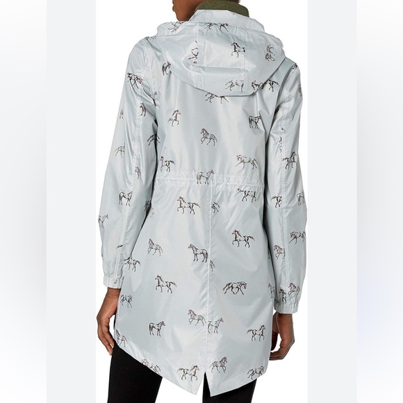 Joules Horse Print Golightly Waterproof Packable Rain  Jacket Gray Women’s 10 - Picture 2 of 15